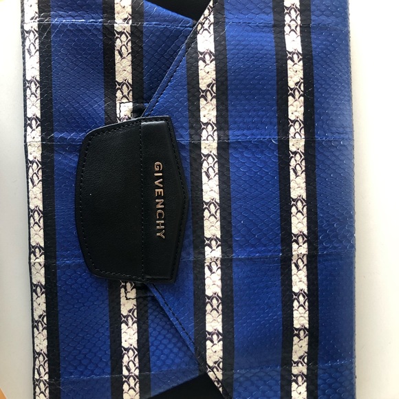 Givenchy snakeskin blue,black and white clutch. - Picture 2 of 7